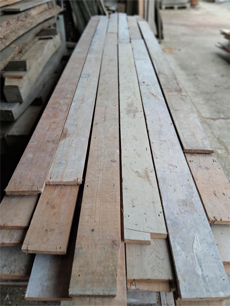 <p>Reclaimed Pine Flooboards</p><p>150m2 all from one property in Swanage</p><p>145mm wide